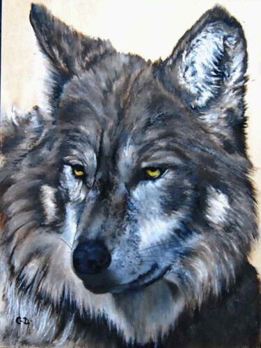 Painting titled "lupus-canis.jpg" by Catherine Digue - Turpin, Original Artwork, Gouache