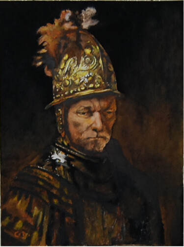 Painting titled "golden helmet.png" by Catherine Digue - Turpin, Original Artwork, Gouache