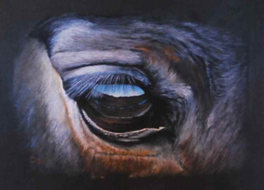 Painting titled "cheval.jpg" by Catherine Digue - Turpin, Original Artwork, Gouache