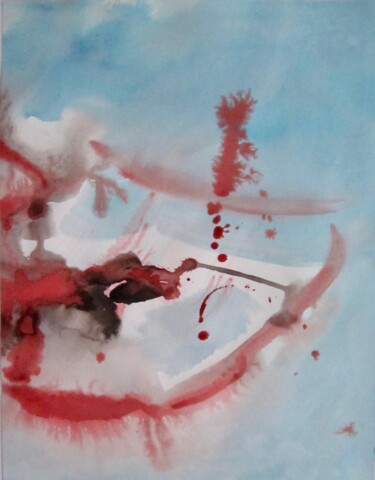 Peinture intitulée ""Expression rouge e…" par Catherine Drouin-Goutal, Œuvre d'art originale, Encre