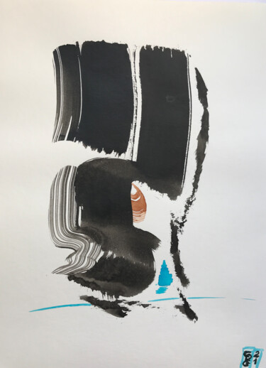 Картина под названием ""ONDULATION 2"" - Catherine Drouin-Goutal, Подлинное произведение искусства, Чернила