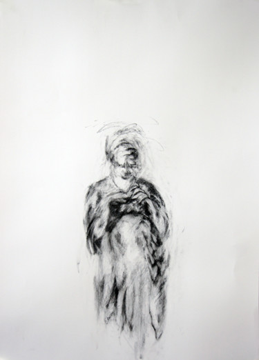 Drawing titled "La Couveuse" by Catherine Duchêne, Original Artwork, Charcoal