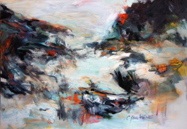 Painting titled "les eaux sauvages" by Catherine Duchêne, Original Artwork, Oil