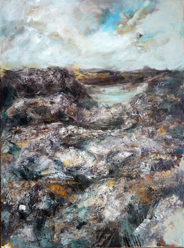 Painting titled "PAR DELÀ LES ROCHERS" by Catherine Duchêne, Original Artwork, Oil