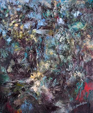Painting titled "FORÊT TROPICALE" by Catherine Duchêne, Original Artwork, Oil