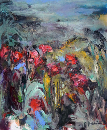 제목이 "Là où fleurissent l…"인 미술작품 Catherine Duchêne로, 원작, 기름 나무 들것 프레임에 장착됨