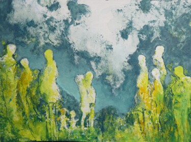 Картина под названием "Ciel d'orage" - Catherine Dufrene (Katy), Подлинное произведение искусства, Акрил Установлен на Дерев…