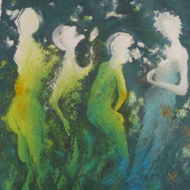 Painting titled "Soirée entre copains" by Catherine Dufrene (Katy), Original Artwork, Acrylic