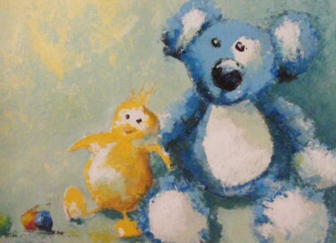 Painting titled "Les peluches" by Catherine Dufrene (Katy), Original Artwork, Acrylic