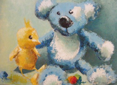 Painting titled "Les peluches 2" by Catherine Dufrene (Katy), Original Artwork, Acrylic