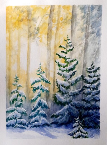 Painting titled "Contre jour" by Catherine Dufrene (Katy), Original Artwork, Watercolor