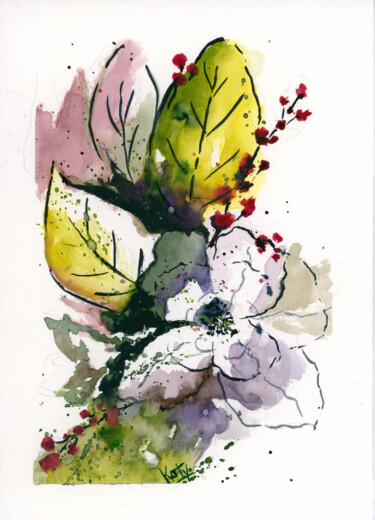 Painting titled "Composition florale…" by Catherine Dufrene (Katy), Original Artwork, Watercolor