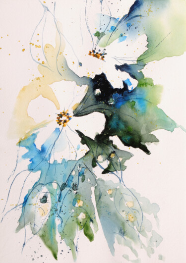Painting titled "Matinale" by Catherine Dufrene (Katy), Original Artwork, Watercolor
