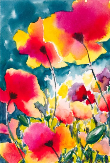 Painting titled "Vibration" by Catherine Dufrene (Katy), Original Artwork, Watercolor