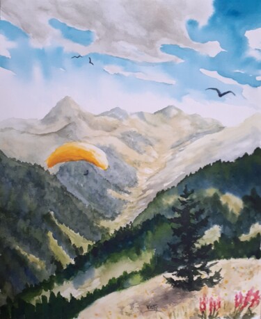 Painting titled "Aux Orcieres (Htes…" by Catherine Dufrene (Katy), Original Artwork, Watercolor