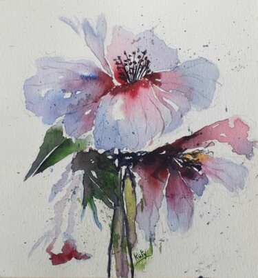 Painting titled "Printemps 4" by Catherine Dufrene (Katy), Original Artwork, Watercolor