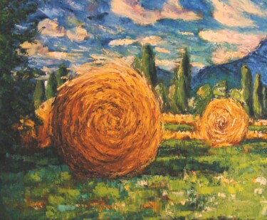 Painting titled "Meules de l'Isère (…" by Catherine Dufrene (Katy), Original Artwork, Oil