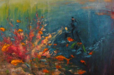 Painting titled "Flore sous marine" by Catherine Dufrene (Katy), Original Artwork, Oil