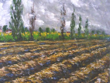 Painting titled "Sous la pluie" by Catherine Dufrene (Katy), Original Artwork