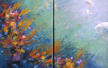 Peinture intitulée "Près du récif" par Catherine Dufrene (Katy), Œuvre d'art originale, Huile