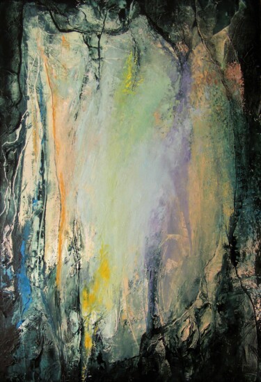 Painting titled "Coeur de lumière 6" by Catherine Dufrene (Katy), Original Artwork, Oil