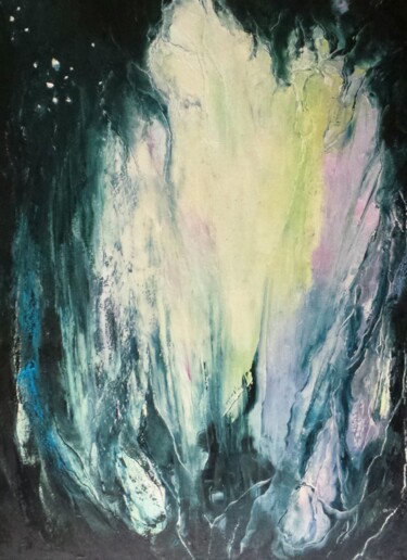 Peinture intitulée "Cœur de lumière 3" par Catherine Dufrene (Katy), Œuvre d'art originale, Huile