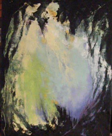 Peinture intitulée "Cœur de lumière 5" par Catherine Dufrene (Katy), Œuvre d'art originale, Encre