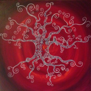 Painting titled "Arbre de vie I" by Catherine Dussart, Original Artwork, Acrylic