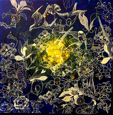 Malerei mit dem Titel "Chant d'oiseaux" von Catherine Dussart, Original-Kunstwerk, Acryl