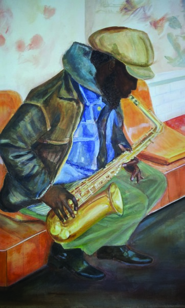 Pintura intitulada "2015-jazzman1.jpg" por Catherine Elgoyhen, Obras de arte originais, Acrílico