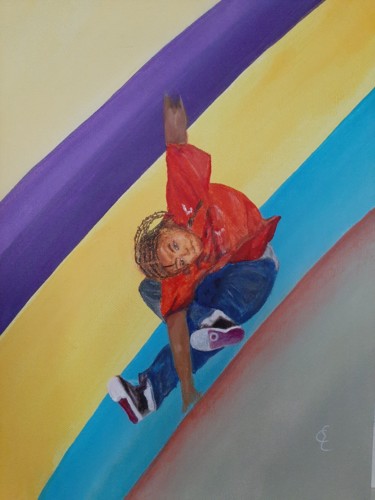 Painting titled "skate #ArtistSuppor…" by Catherine Elgoyhen, Original Artwork, Acrylic Mounted on Wood Stretcher frame