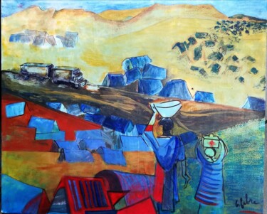 Pintura titulada "Le camp" por Catherine Fabre, Obra de arte original, Oleo