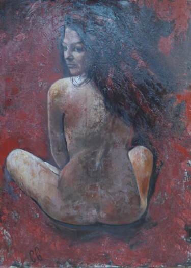 Pintura intitulada "En rouge" por Catherine Gardon, Obras de arte originais, Acrílico