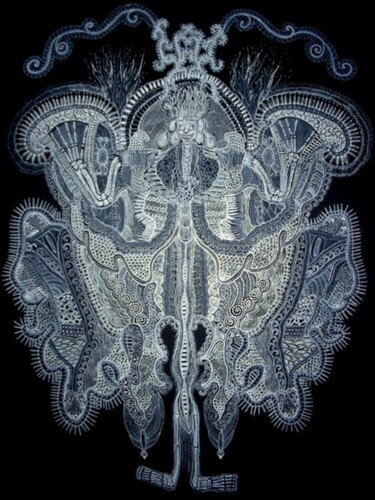 Рисунок под названием "papillon-lunaire.jpg" - Catherine Garrigue, Подлинное произведение искусства, Чернила