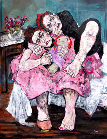 Картина под названием "Les Anémones" - Catherine Haro, Подлинное произведение искусства, Масло Установлен на Деревянная рама…