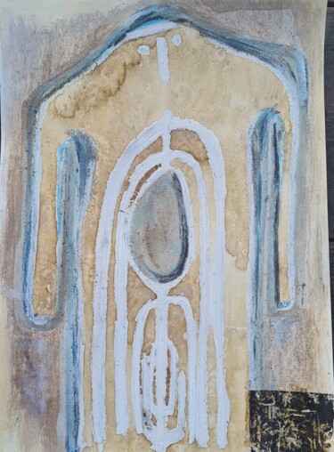 Dessin intitulée "menhir statue 5/2" par Catherine Hoehlinger, Œuvre d'art originale, Pastel
