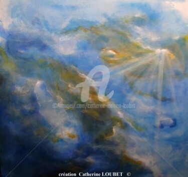 Peinture intitulée "CIEL & ESPACE" par Catherine Indiana Loubet, Œuvre d'art originale, Huile