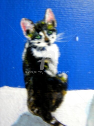 Peinture intitulée "Le chat" par Catherine Indiana Loubet, Œuvre d'art originale, Huile