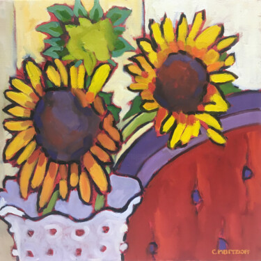 "Sunflower Love" başlıklı Tablo Catherine J. Martzloff tarafından, Orijinal sanat, Petrol Ahşap Sedye çerçevesi üzerine mont…