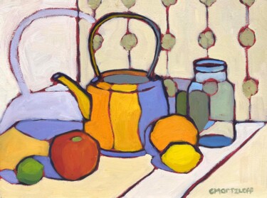 Painting titled "Farmhouse Table" by Catherine J. Martzloff, Original Artwork, Oil