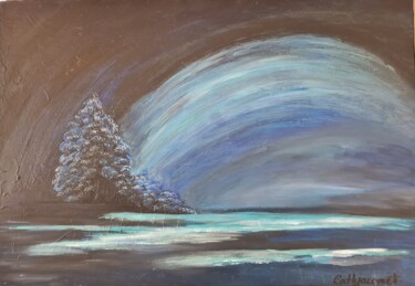 Painting titled "DARK BLUE NIGHT" by Catherine Jacomet, Original Artwork, Acrylic