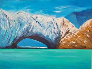 Painting titled "Arche de Glace" by Catherine Jacomet, Original Artwork, Acrylic Mounted on Wood Stretcher frame