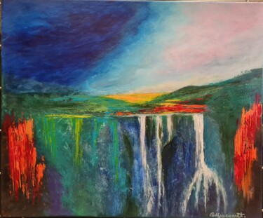 Painting titled "Couleurs d'ETE" by Catherine Jacomet, Original Artwork, Acrylic Mounted on Wood Stretcher frame