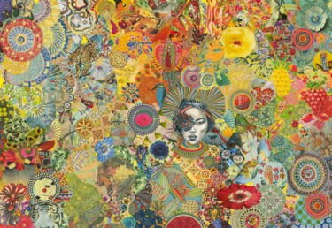 Collages intitulée "Songes éphémères" par Catherine Jaq, Œuvre d'art originale, Collages