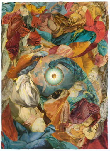 Collages intitulée "Réveil Froissé" par Catherine Jaq, Œuvre d'art originale, Collages