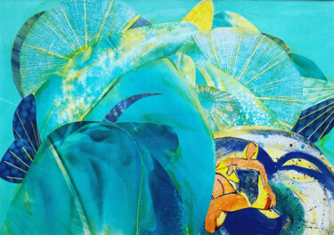 Collages titled "Bain de mer" by Catherine Jaq, Original Artwork, Collages