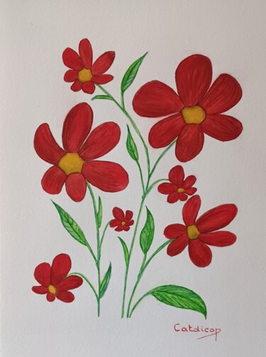 Painting titled "Printemps de Fleurs…" by Catdicop, Original Artwork, Watercolor