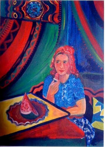 Peinture intitulée "La femme à la pastè…" par Catherine Lacroix, Œuvre d'art originale