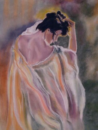 Peinture intitulée "Femme se coiffant" par Catherine Lacroix, Œuvre d'art originale