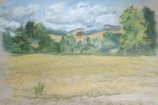 Peinture intitulée "paysage charentais" par Catherine Lacroix, Œuvre d'art originale